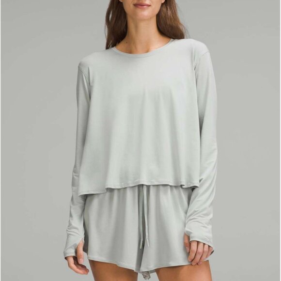 lululemon athletica Tops - Lululemon Modal Relaxed-Fit Lounge Long-Sleeve Shirt Jade Grey